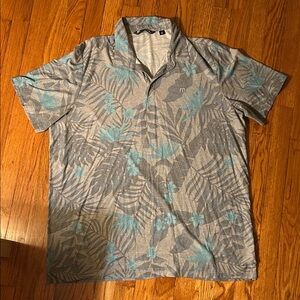 Travis Mathew Gray and Blue Floral Polo Shirt